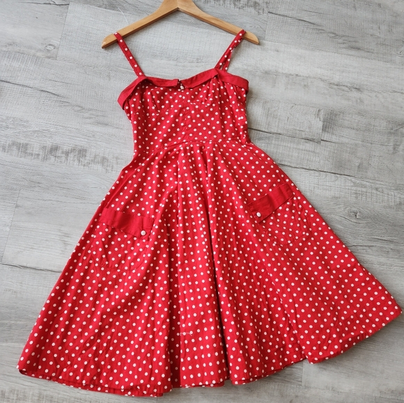 Divided by H&M Pinup Red & White Polka Dot Circle Dress Size 4 / Small Minnie m - Picture 3 of 8